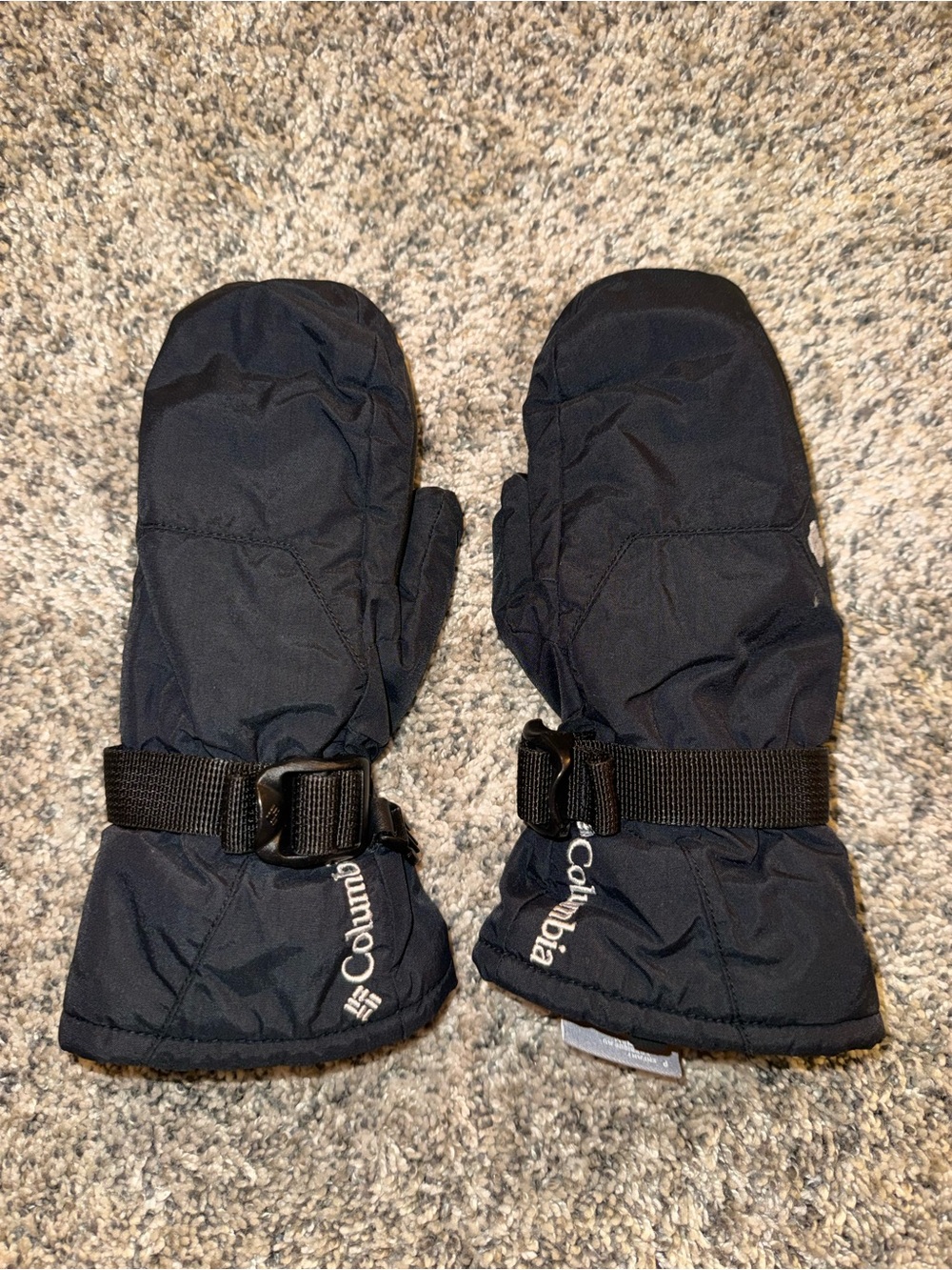 Columbia Black Winter Mittens with Buckle Straps Youth Small